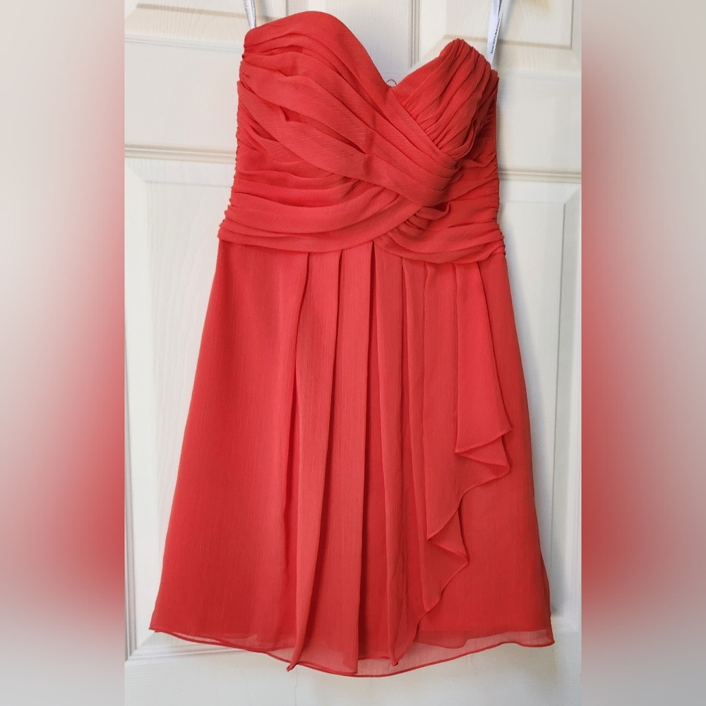 Elegant Coral Strapless Dress